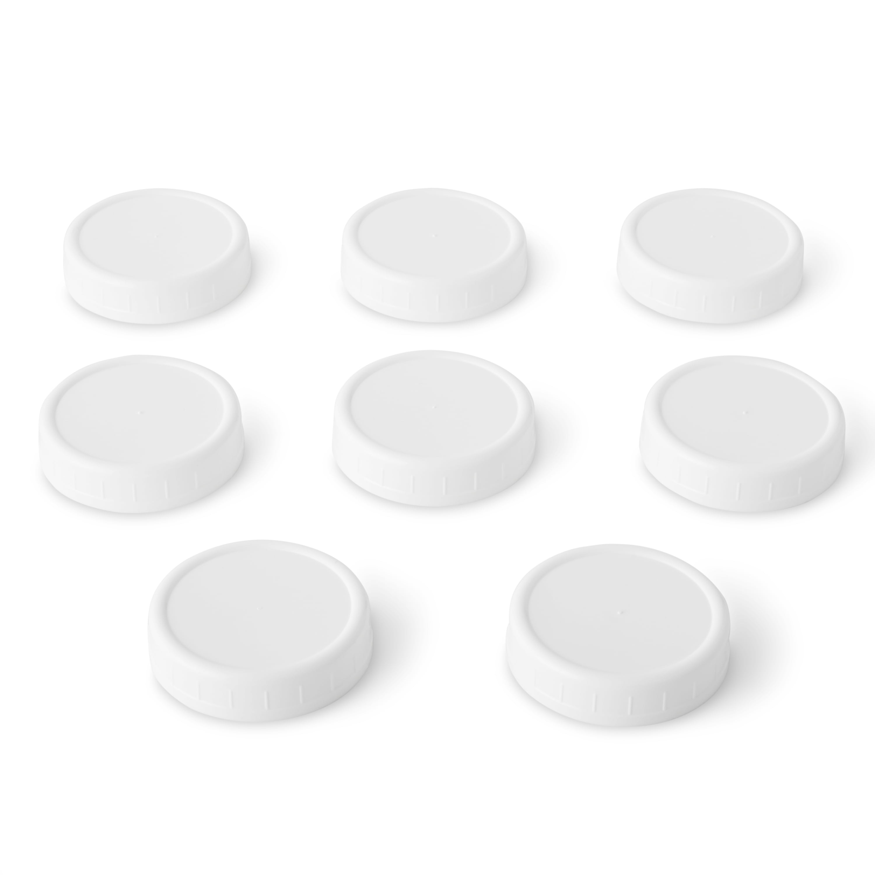 Mainstays Pack of 8 BPA-Free Plastic Regular Mouth Canning Jar Lids, White