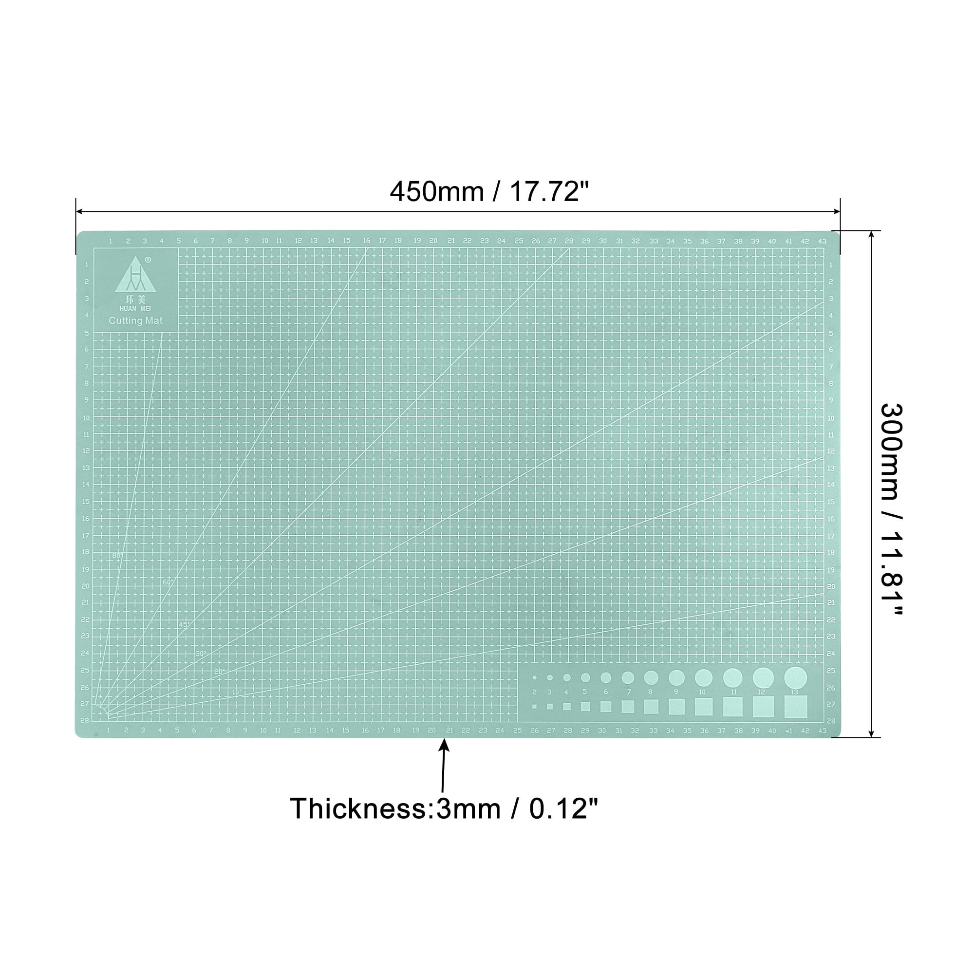 Uxcell 17.7" x 11.8" Cutting Mats Rotary Fabric Mat Self Recover Double Sided, Mint Green