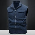 thumbnail image 6 of Mwjwdo Men's Stand Collar Fishing Vest Stretch Casual Full Zip Sleeveless Cargo Jacket with Pockets Outdoor Leisure Workwear Vest Navy XL, 6 of 7