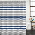 thumbnail image 2 of Navy Blue Bathroom Shower Curtains with Hooks, and Gray Stripe Abstract Minimalist Modern Art Waterproof Fabric Washable Shower Curtain for Home Hotel Bathtub Decor 72x84 Inch, 2 of 9