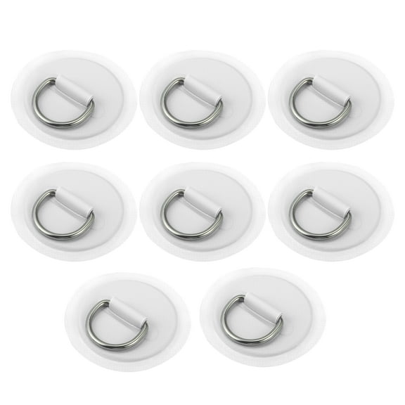 8pcs 8cm White D Ring Patch Stainless Steel Round Shape D Ring Pads for Surfboard Inflatable Boat Kayak Canoe Deck