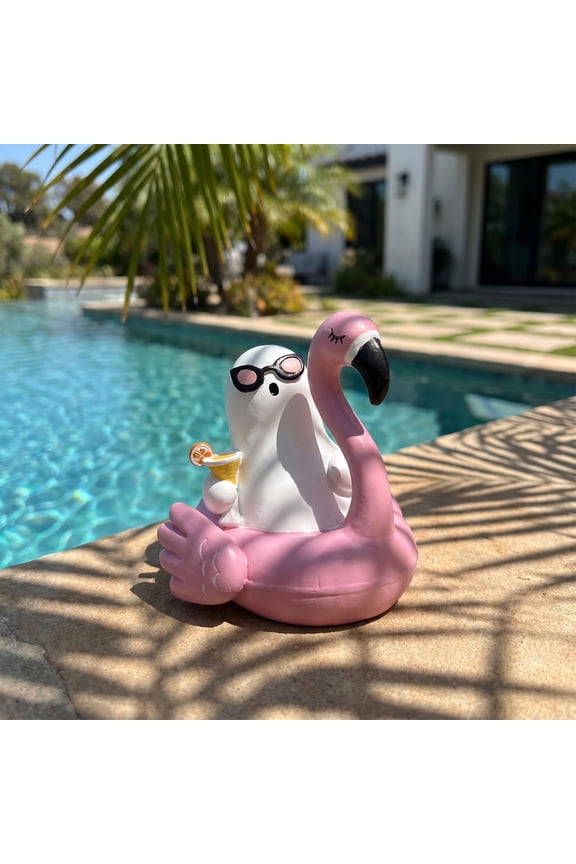SUMMERWEEN 15CM ARIANA GHOST WITH FLAMINGO Whimsical Garden Tabletop Decor Lightweight Compact Size For Themed Parties