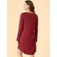 thumbnail image 5 of Pijama para mujer Allegra K Cuello Redondo Manga Larga Ropa de Dormir Suave Vestido de Salón Rojo S, 5 of 6