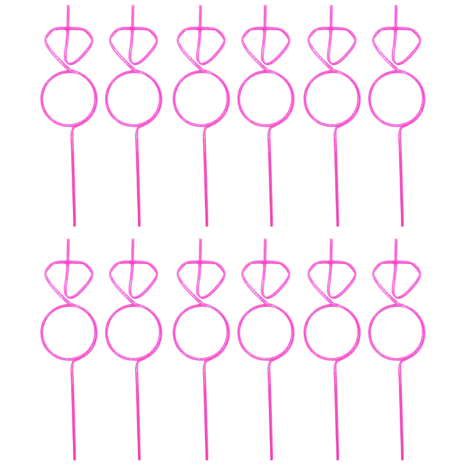 Duixinghas 12Pcs Pink Bride Straw Food Grade PET Diamond Ring Shape