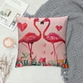 thumbnail image 2 of Awypu Flamingo Throw Pillow Covers 18 X 18 Inch Decorative Pink Bird Pillowcases Tropical Leaves Cushion Covers for Sofa Couch Summer Holiday Home Decor, 2 of 5