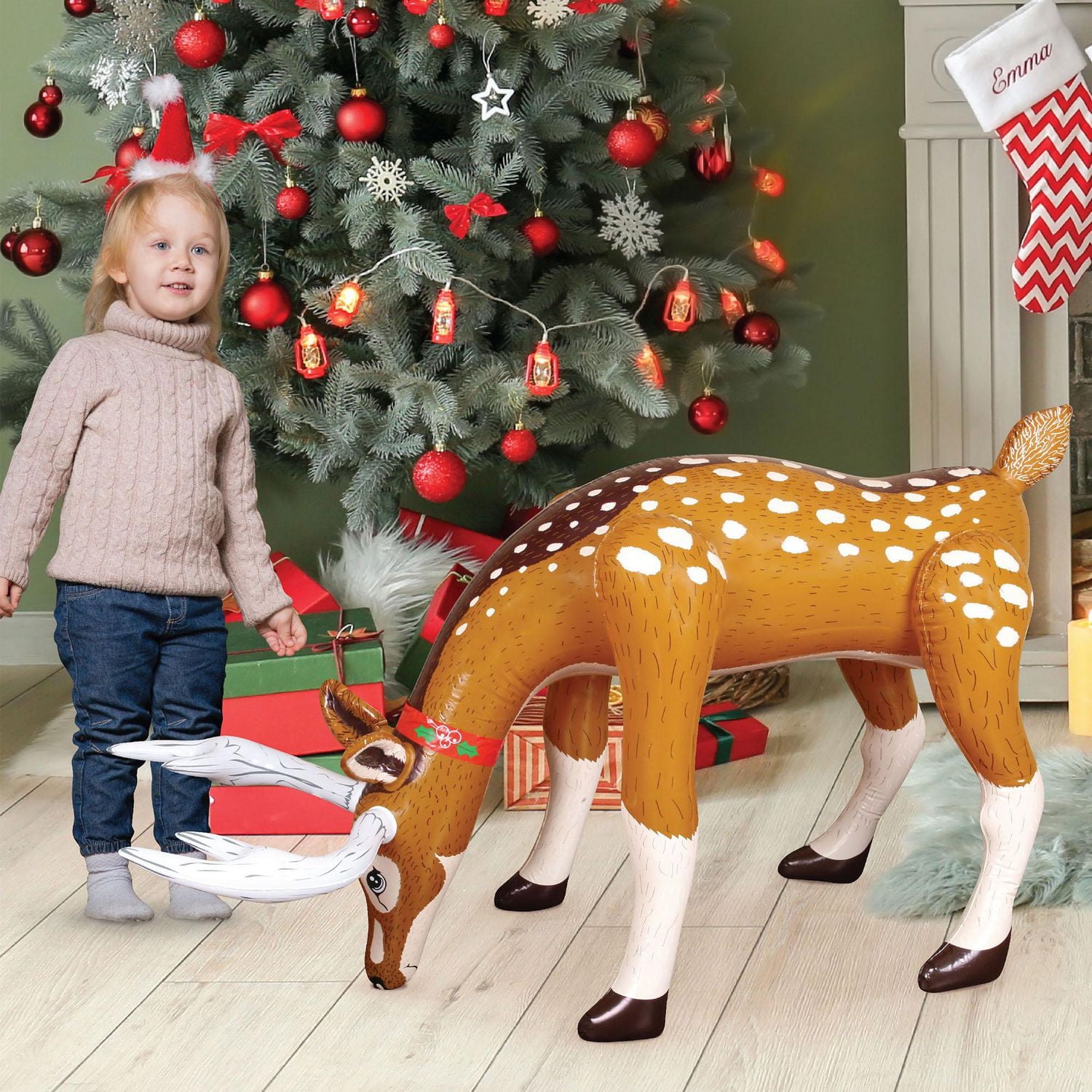 Occasions Christmas Blow-Up 4 Foot Inflatable Reindeer, Grazing Style