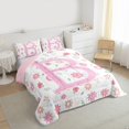 thumbnail image 3 of Manfei Girl Personalized Gifts Queen Comforter Set,Pink Letter B Bedding Sets,Cute Cartoon Floral Bedding Comforter Set For Teens,Lightweight Room Decoration Reversible,3 Pieces, 3 of 8