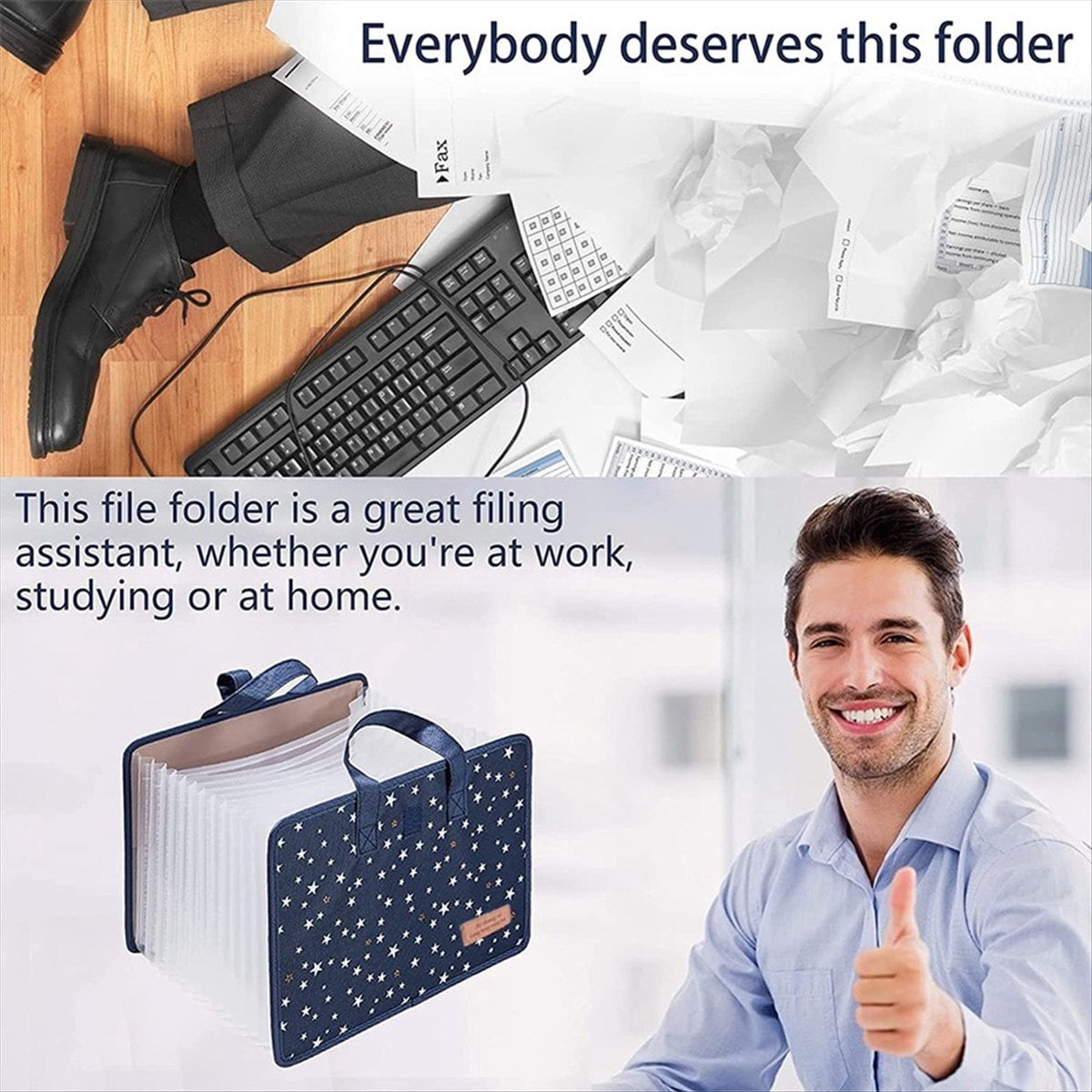 13 Pockets File Folders/Expandable Filing Folders with Handle A4 Size Expanding File Folder Document Organizer,1 x Expanding File Folder,Dark Blue