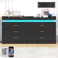 thumbnail image 3 of ChVans 6 Drawer Dresser with LED Light and Charging Station, Modern Chest of Drawers, Wooden Storage Dresser for Bedroom, Living Room, Entryway, 3 of 7