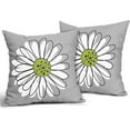 thumbnail image 2 of Lime Green White Daisy Pillow Covers 18x18 Set of 2 Spring Summer Gray Grey Colored Decorative Throw Pillows Outdoor Modern Art Flower Pillowcase Square Linen Cushion Case for Home Sofa Couch Bed, 2 of 6