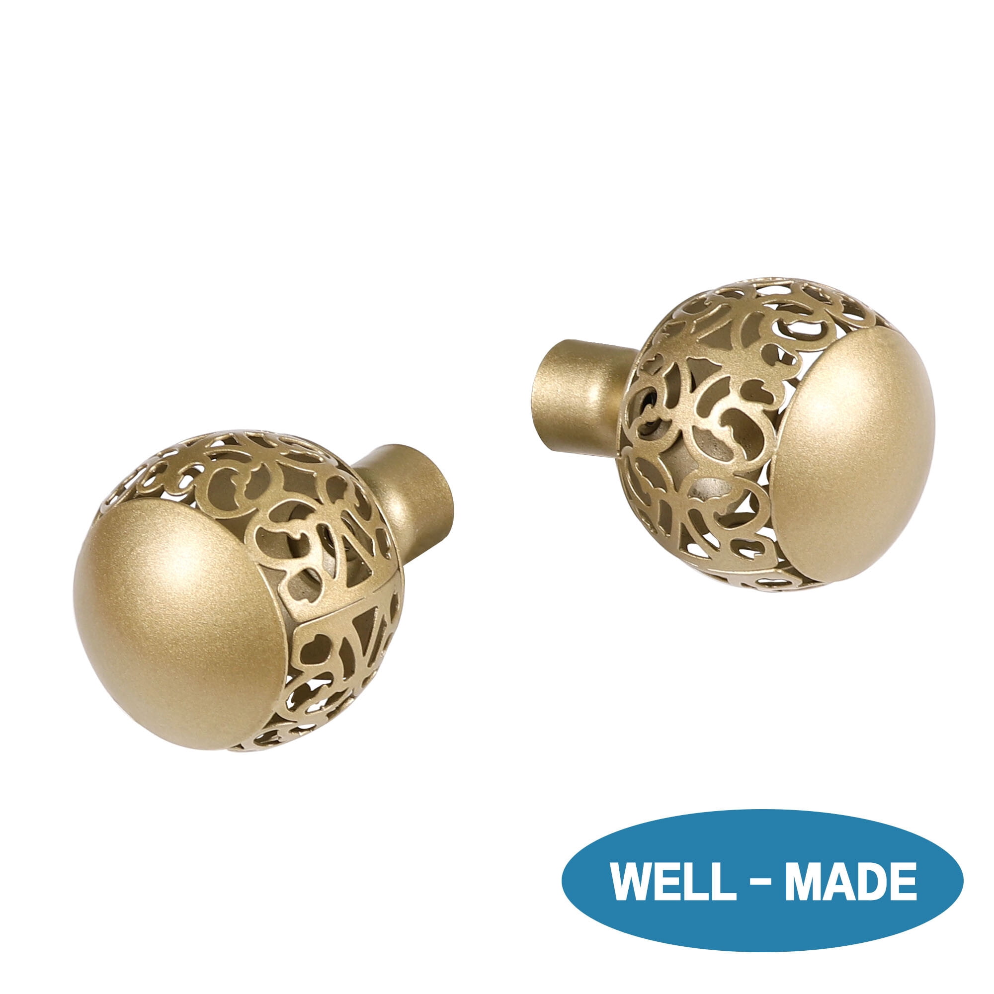 H.VERSAILTEX Single Retractable Curtain Rod for Windows 48"-84"，3/4 Inch Diameter Carved Hollow Ball Tail,Gold