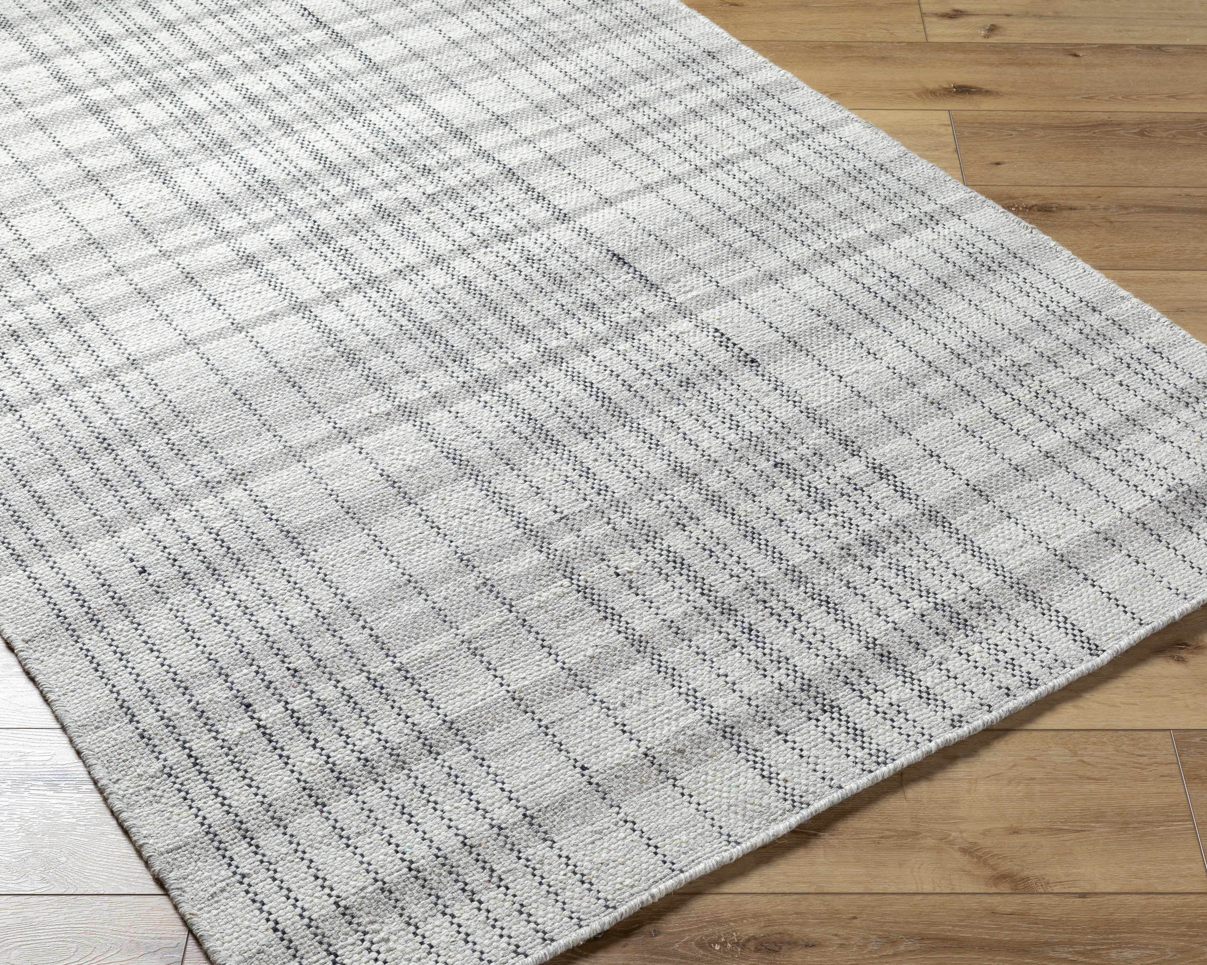 Hauteloom Nissa Wool Living Room, Bedroom Area Rug - Traditional, Transitional - Light Silver, Slate Blue, Sterling Gray - 3'6" x 5'6"