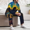 thumbnail image 7 of Naloa Abstract Starry Sky Men’s Pajamas Set - Long Sleeve Button Down Sleep Shirt and Pajama Bottoms Sleepwear Set-Large, 7 of 7