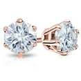 thumbnail image 2 of 14k Rose Gold Round Moissanite Stud Earrings (5ct TGW, 9mm, H-I) 6-Prong Set, Screw-Back by Diamond Wish, 2 of 3