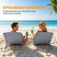 thumbnail image 4 of Outsunny 2 Pcs Folding Beach Lounge Chair Chaise Lounge w/ Pillow, Grey, 4 of 10