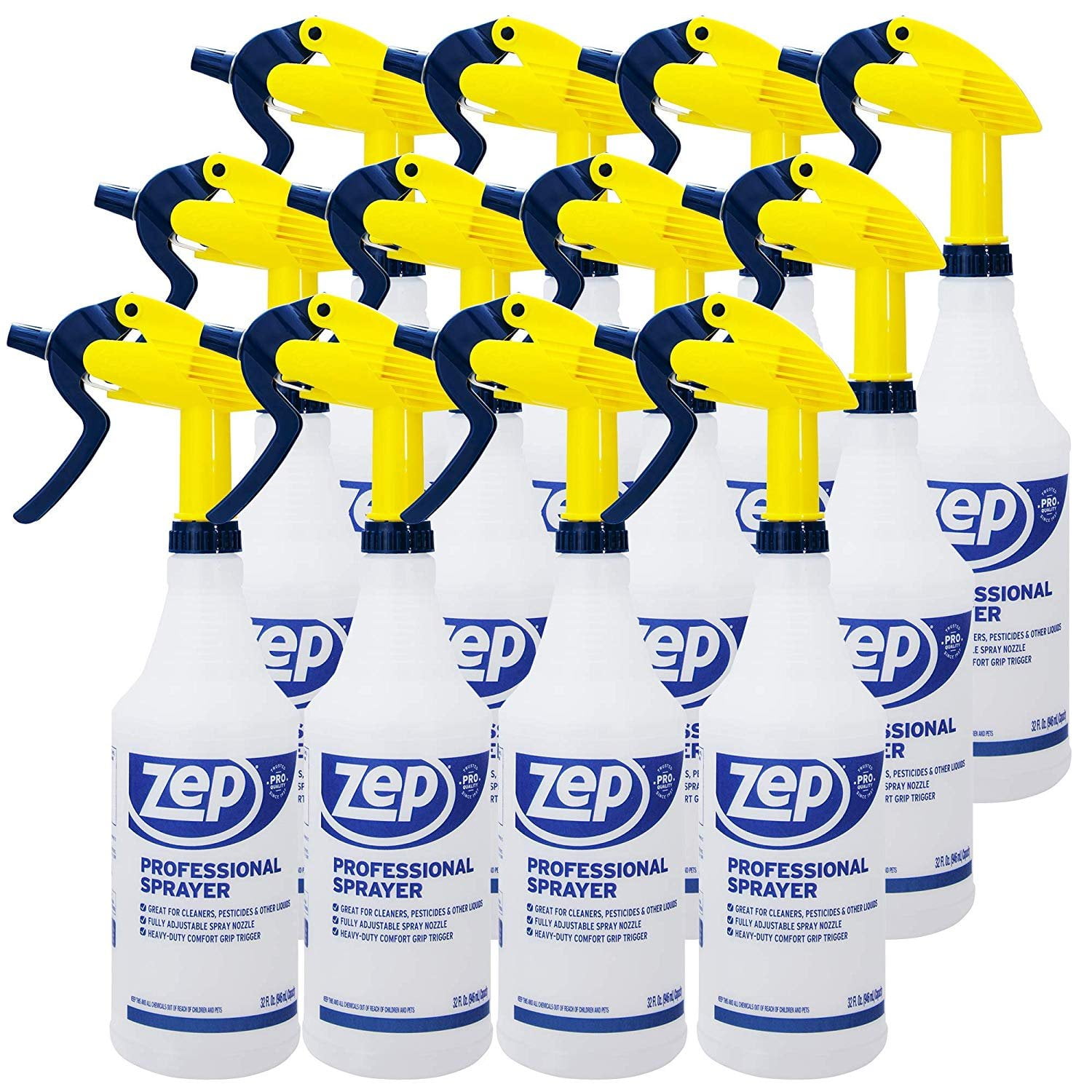 Zep Professional Sprayer Bottle 32 Ounces HDPRO1 Case of 12 30 Foot Spray,  Adjustable Nozzle - Walmart.com