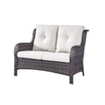 thumbnail image 3 of PARKWELL 7Pcs Outdoor Wicker Rattan Conversation Patio Furniture Set, including Two-seater Sofa, Rocking Chairs, Coffee Table, Ottomans and Side Table with Cushion, Beige, 3 of 10