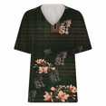 thumbnail image 5 of Fesfesfes Oversized Workout Shirts for Women's Fashion Casual Plus Size Scenic Flowers Printing V-Neck T-Shirt Tops Women Tops 3XL(US:14), 5 of 6