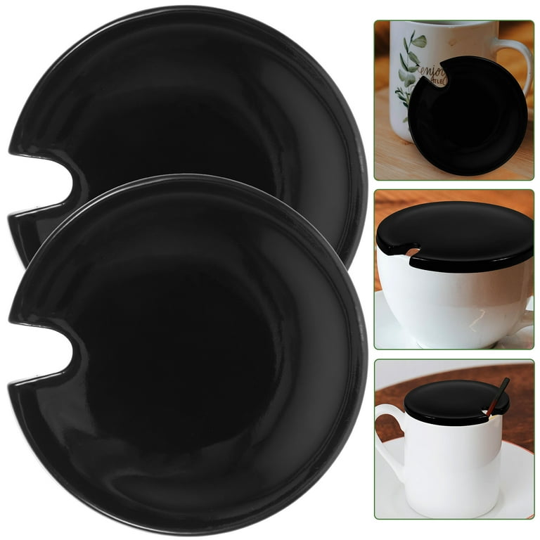 2pcs Ceramic Mug Lid Cup Covers Replacement Tea Cup Lid Round Water Mug Lid  with Hole