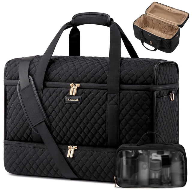 Bolsa de viaje LOVEVOOK grande para viajes de fin de semana, 50 litros, con zapato, negra