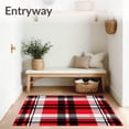 thumbnail image 3 of ODIKA 3'x5' Machine Washable Non-Slip Area Rug, Tartan Box Doorway Greeting Display Countryside Cottage Accessory High Traffic Rug with Pad, Red, 617625, 3 of 8