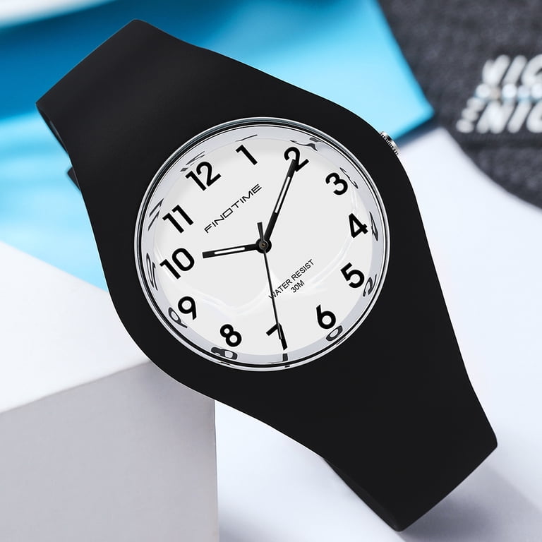 Women\'s Black Analog Quartz Silicone Band Solid Waterproof Nurses Wrist Watch Amazon.com: PINDOWS Women main image 2