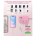 thumbnail image 2 of Power Strip Beeiker 6 USB (3 USB C) con 3 salidas, cable rosa de 5 pies, 2 of 8