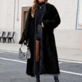 thumbnail image 5 of Women's Over the Knee Length Plush Overcoat, Long Fuzzy Coat, Oversized Faux Fur Jacket, Winter Warm Coat, Casual Lounge Coat, Plus Size Outerwear Black L, 5 of 8