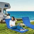 thumbnail image 3 of Costway 3-Piece Beach Lounge Chair Mat Set 2 Adjustable Lounge Chairs with Table Blue, 3 of 10