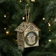 thumbnail image 2 of chaungfeng LED Mini Wooden House Ornament, Christmas Tree Hanging Decoration with Lights, for Holiday Display, Scene Arrangement, 2.8x2x3.15 Inches, 2 of 6