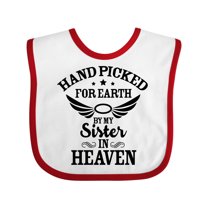 Inktastic Handpicked for Earth by My Sister in Heaven with Angel Wings Boys or Girls Baby Bib