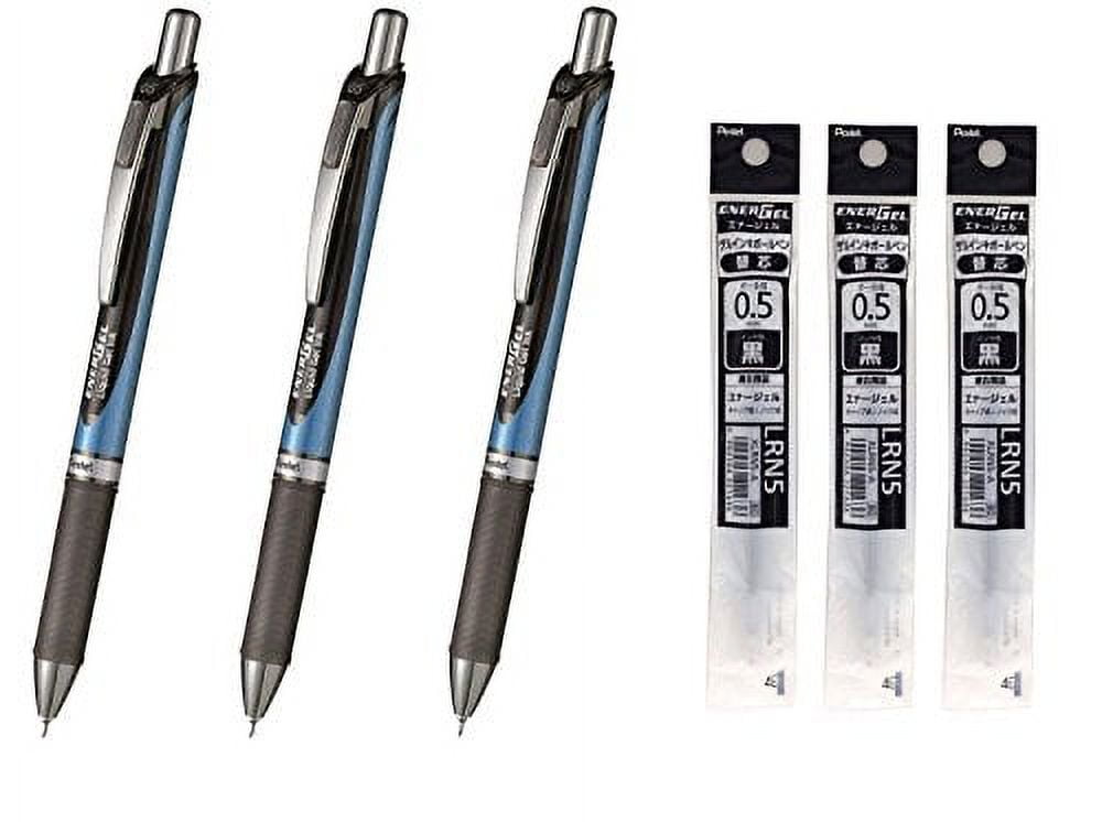 PENTEL 4 X Energel 0.7mm Refill Metal Tip LR7 - Fits Energel Xm, BL77/BL57/ BL37 - BLACK
