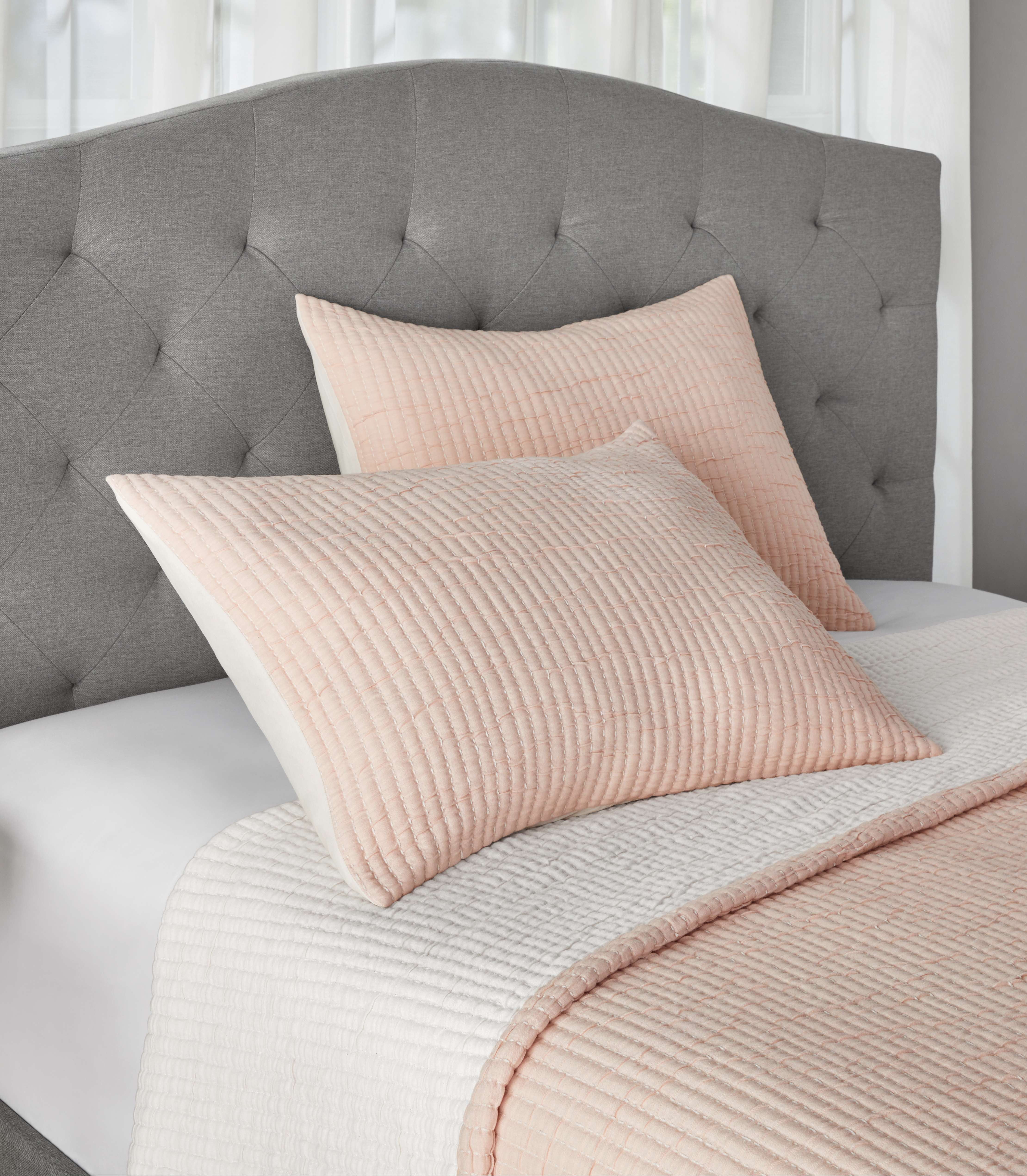 Mainstays King Pillow Sham - Blush Pink Matelasse, Cotton-Rich Decorative Bed Sham, 2 Pack