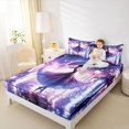 thumbnail image 4 of Homewish Cartoon Girls Queen Sheet Sets,Chic Princess Flat Sheet,Dreamy Purple Queen Fitted Sheet For Gitls,Breathable Home Decor,4 Pieces, 4 of 7