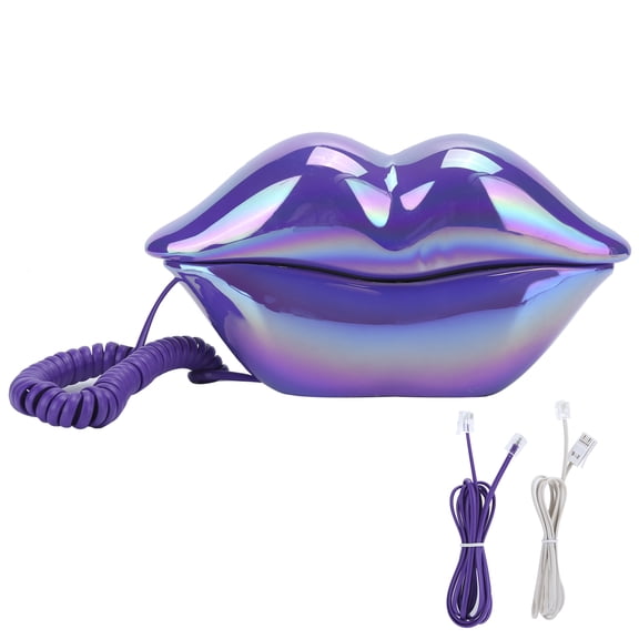 Galvanoplastia Teléfono con labios divertidos y de moda WX‑3016 Almacenamiento de números Cableado para EE. UU./Reino UnidoGalvanoplastia Púrpura