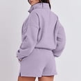 thumbnail image 6 of Dyegold Women Sweatsuits Sets Quarter Zip Pullover Tops With Wide Leg Shorts Lounge Sets For Women 2 Piece Cute Short Sets, 6 of 8