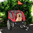 thumbnail image 2 of Demi Bonn 53" Bike Dog Trailer, Carrier for Small and Large Pets, Foldable Cart Frame, with 3 Entrances for Travel, Universal Bicycle Coupler, Red, 2 of 9