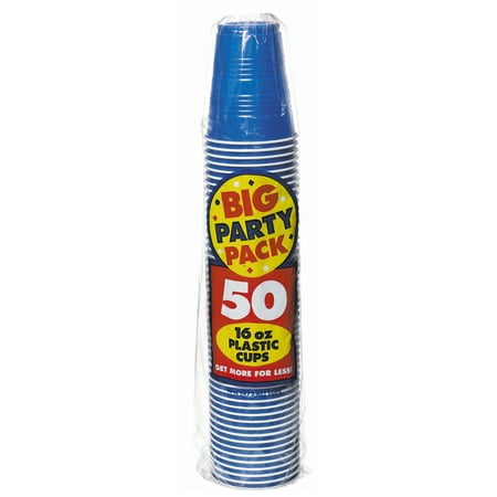 Bright Royal Blue Big Party 16 oz. Plastic Cups (50 Count)