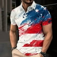 thumbnail image 2 of Men's Patriotic Polo Shirt Button Down Blouse Independence Day Tops USA Flag Printed Short Sleeve Blouses Collared Top Dressy Casual Tshirt Anti-Wrinkle&nbsp;Travel&nbsp;Polo&nbsp;Shirts, 2 of 5