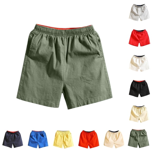 Hilenly Mens Big and Tall Cotton Shorts Elastic Waist Summer Beach Shorts Workout Shorts with Pockets