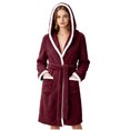 thumbnail image 2 of Sheghy Hooded Long Fleece Womens Robe Thick Absorbent Warm Loungewear Bathrobe, 2 of 7