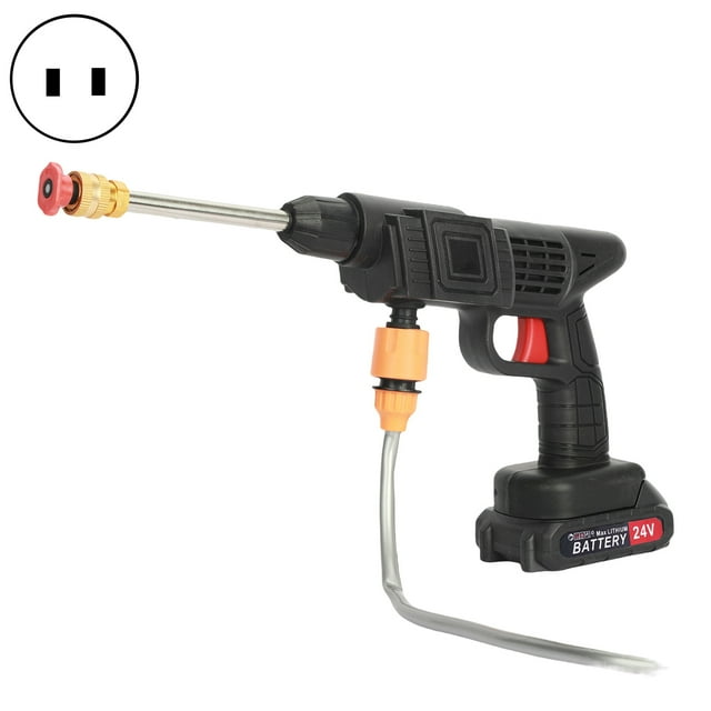 1 Set Cordless Power Washer Multifunction Nozzle Battery-powered Copper Motor 24V Pressure Washer Kit for Car-US Plug