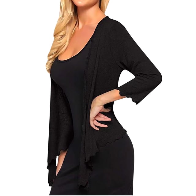 CEHVOM Cardigan Court à Manches Sept Points pour Femme, Couleur Unie, Mode, Liquidation