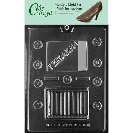 Round Tzedakah Box - Tzedakah (Charity) Box Chocolate Candy Mold with Exclusive Cybrtrayd Copyrighted Molding Instructions, Pack of 6