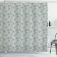 thumbnail image 1 of Philodendron Shower Curtain, Continuous Cartoon Style Pattern of Flamingos and Exotic Leaves, Fabric Bathroom Set with Hooks, 69W X 75L Inches Long, Grey Seafoam Baby Pink, by Ambesonne, 1 of 2