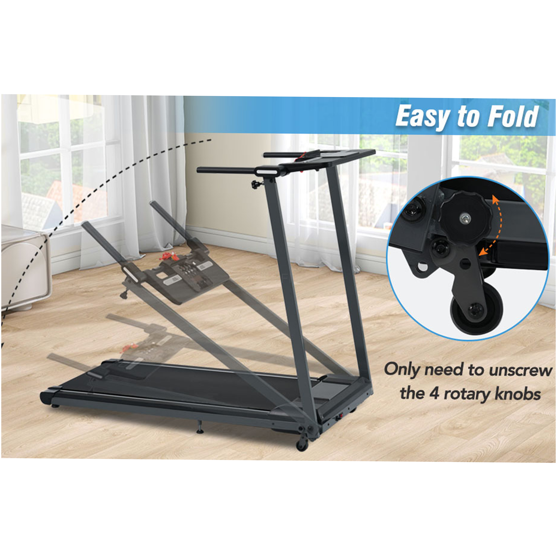 JERFIT 3% Incline Folding Treadmill for Home, 2.5HP Ultra Quiet Walking Pad with Remote, 265lbs Capacity Treadmill for Running, Compact for Office & Apartment