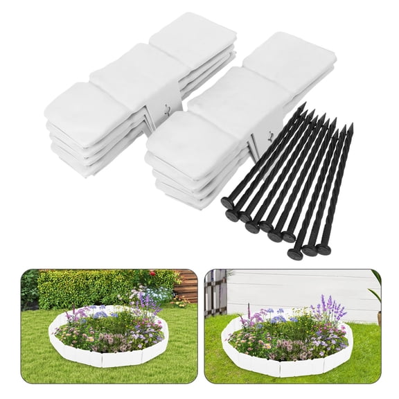 Hemoton 10pcs Landscape Edging Border Plastic Garden Borders With Nails Diy Garden Edging Decorative Edging Lawn Border Edging Stone Look Border Fence For Garden Border
