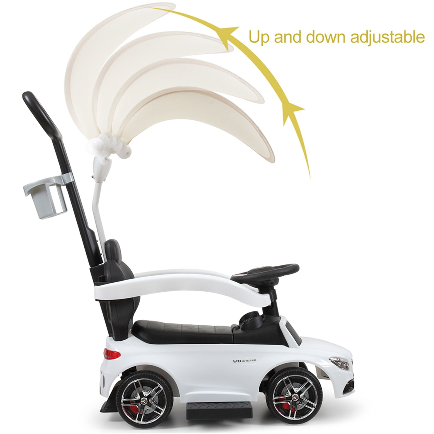 CIPACHO 3-in-1 Cars Toy for Kids to Ride, Multi Function Ride-On Stroller Push Car for Child with Horn, Music, Under Seat Storage, White CIPACHO 3-in-1 Cars Toy for Kids to Ride, Multi Function Ride-On Stroller Push Car for Child with Horn, Music, Under Seat Storage, White