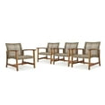 thumbnail image 2 of Outdoor Mid Century Wicker Club Chairs with Natural Stained Acacia Wood Frame, Grey, 2 of 8