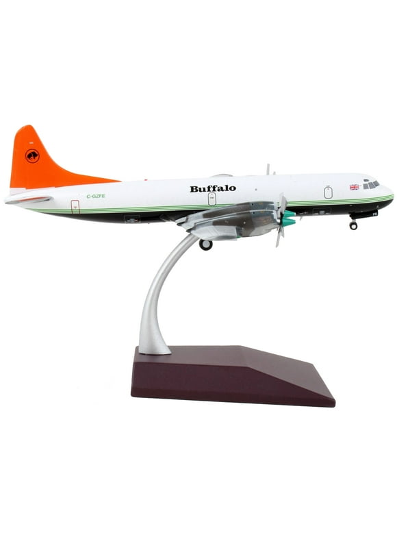 Lockheed L-188 Electra Commercial Aircraft "Buffalo Airways" White and Black with Orange Tail "Gemini 200" Series 1/200 Diecast Model Airplane by Ge